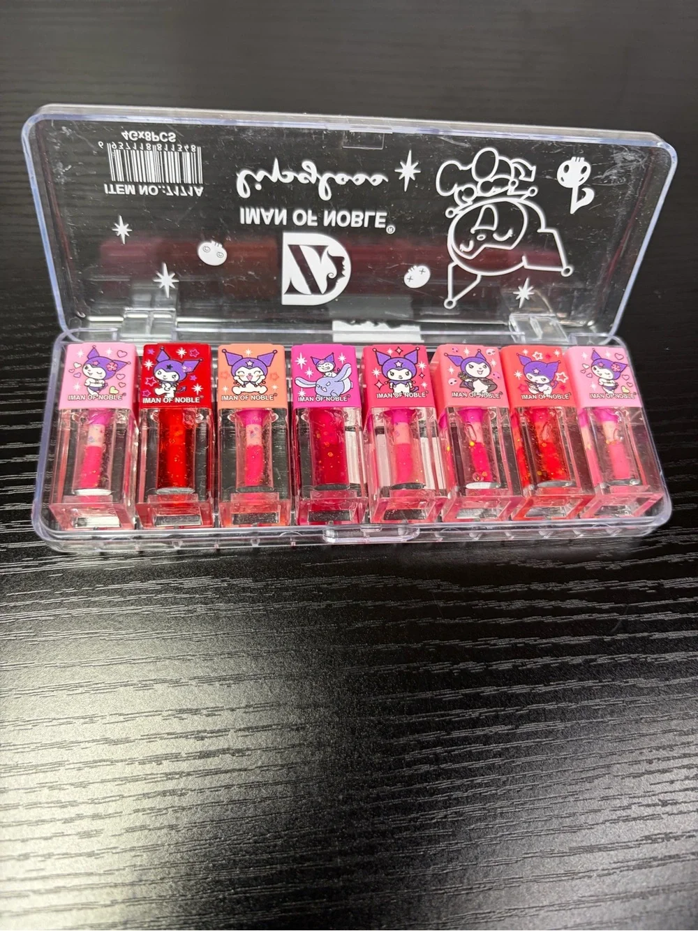 Cute Pink & Red 8pc KUROMI Lip Gloss Set